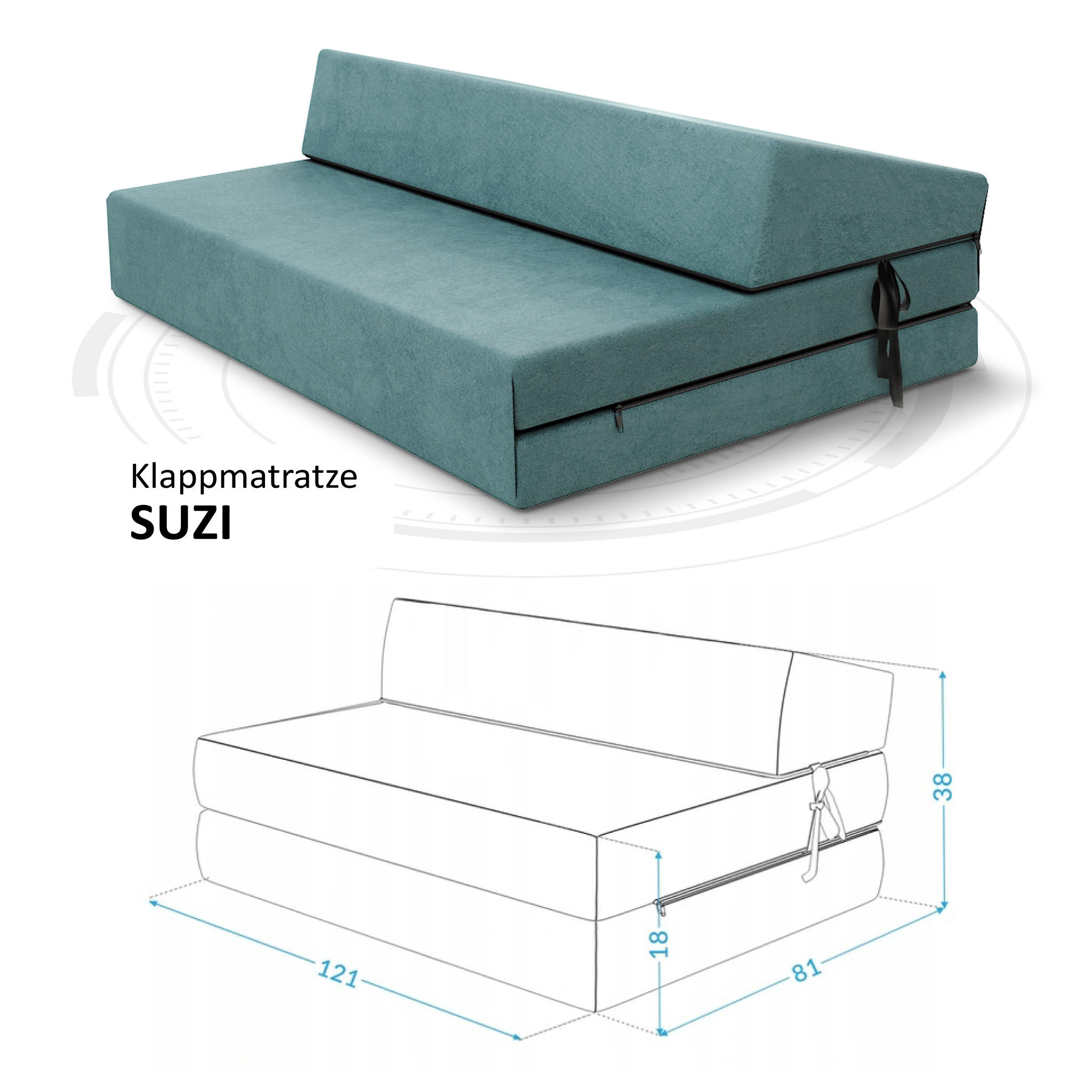 KLAPPMATRATZE SUZI - Türkis, Textil (120/200cm) - FDM