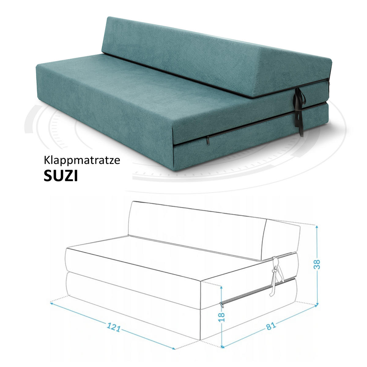 KLAPPMATRATZE SUZI - Türkis, Textil (120/200cm) - FDM