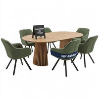 ESSZIMMER-SET Matera und Oria FSC®100% - Schwarz/Olivgrün, Holz/Textil (120/76/210cm) - Mr. Deko