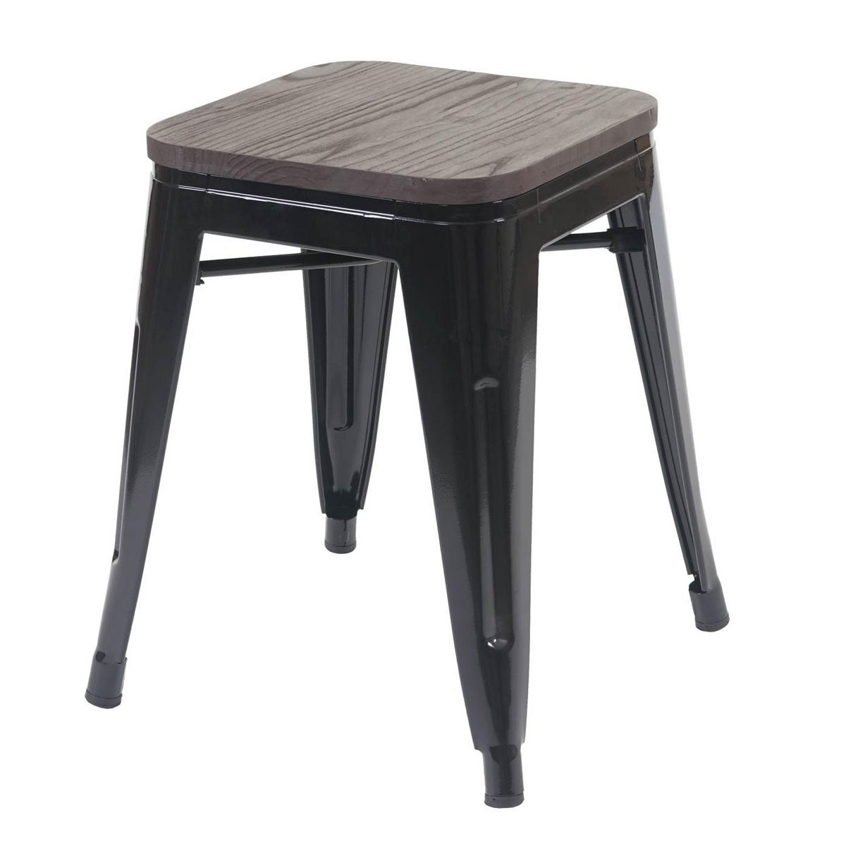 HOCKER HOLZ-SITZFLÄCHE Schwarz 4er-Set - Schwarz, Holz (39/45/39cm) - MCW
