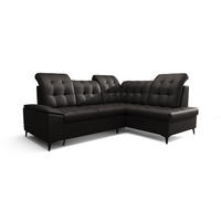 ECKSOFA KONGO RBN16, Eckcouch in L-Form mit Schlaffunktion, Farbe: Schwarz, Kunstleder, Ottomane Rechts - Schwarz, Textil (268/210cm) - O-Sofa
