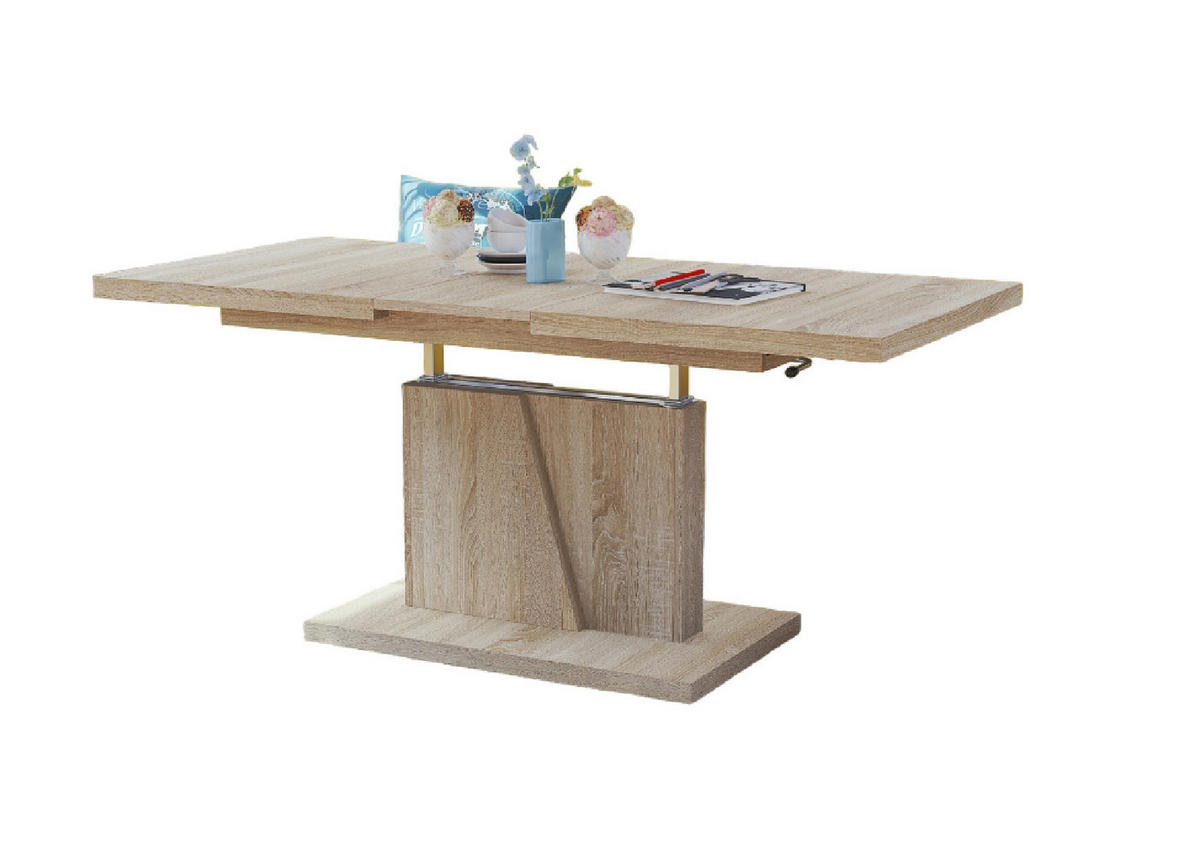 COUCHTISCH rechteckig Sonoma Eiche ausziehbar höhenverstellbar - Sonoma Eiche, Holzwerkstoff (70/120/60cm) - designimpex
