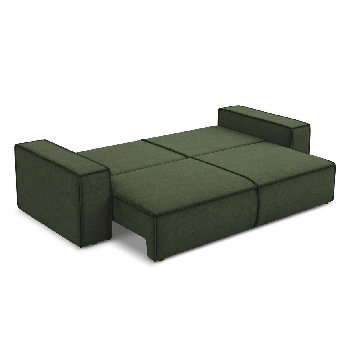 3-SITZER SOFA mit Schlaffunktion Strukturstoff Stoff Grün - Schwarz/Olivgrün, Kunststoff/Textil (255/85/105cm) - LaMiaSofa