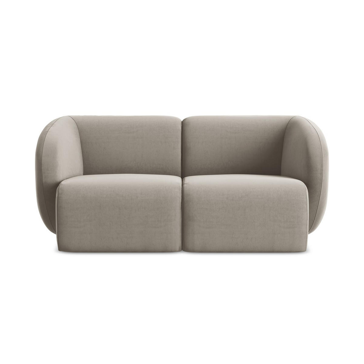 2-SITZER-SOFA Samt Stoff Grau - Taupe/Schwarz, Holzwerkstoff/Kunststoff (174/75/94cm) - LaMiaSofa