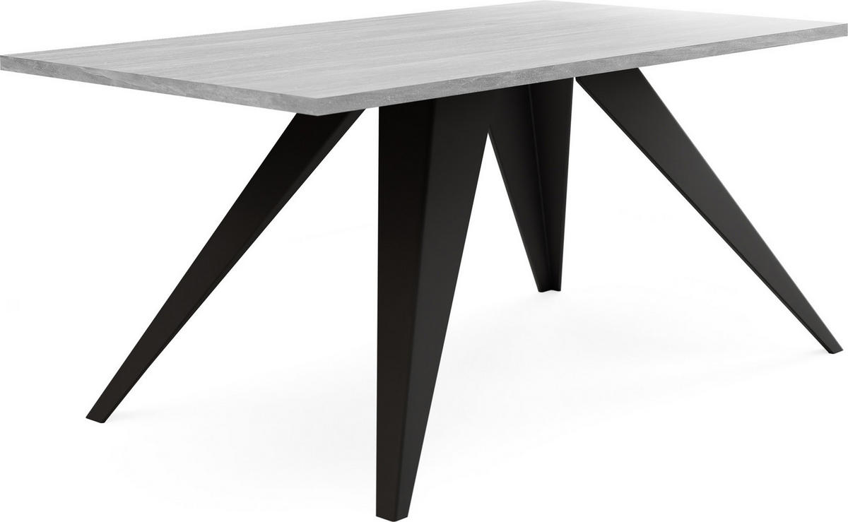 COUCHTISCH Vance rechteckig, Grauer Beton 120/60/48 cm - Hellgrau/Schwarz, Holzwerkstoff/Metall (60/120/48cm) - WFL GROUP