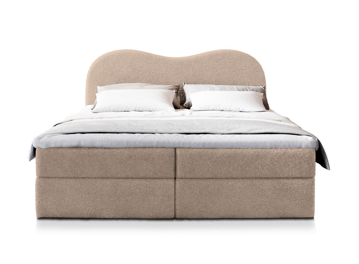 POSTEL BOXSPRING FLUVIA 160x200 cm, s matrací a úložným prostorem, béžová - béžová, kompozitní dřevo/textil (160/200cm) - MASSENO