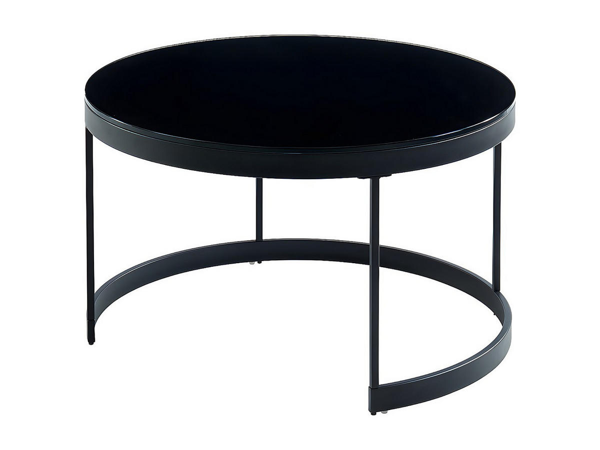 COUCHTISCH 2er-Set - Glass & Metall - Schwarz & Weiß - BILLIE - Schwarz, Metall (70/70/42cm) - Vente-Unique