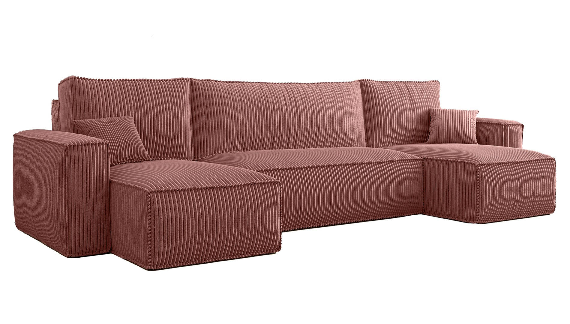 WOHNLANDSCHAFT Scarlo Dunkelrosa Cordbezug - Dunkelrosa/Schwarz, Kunststoff/Textil (244/83/145cm) - Selsey