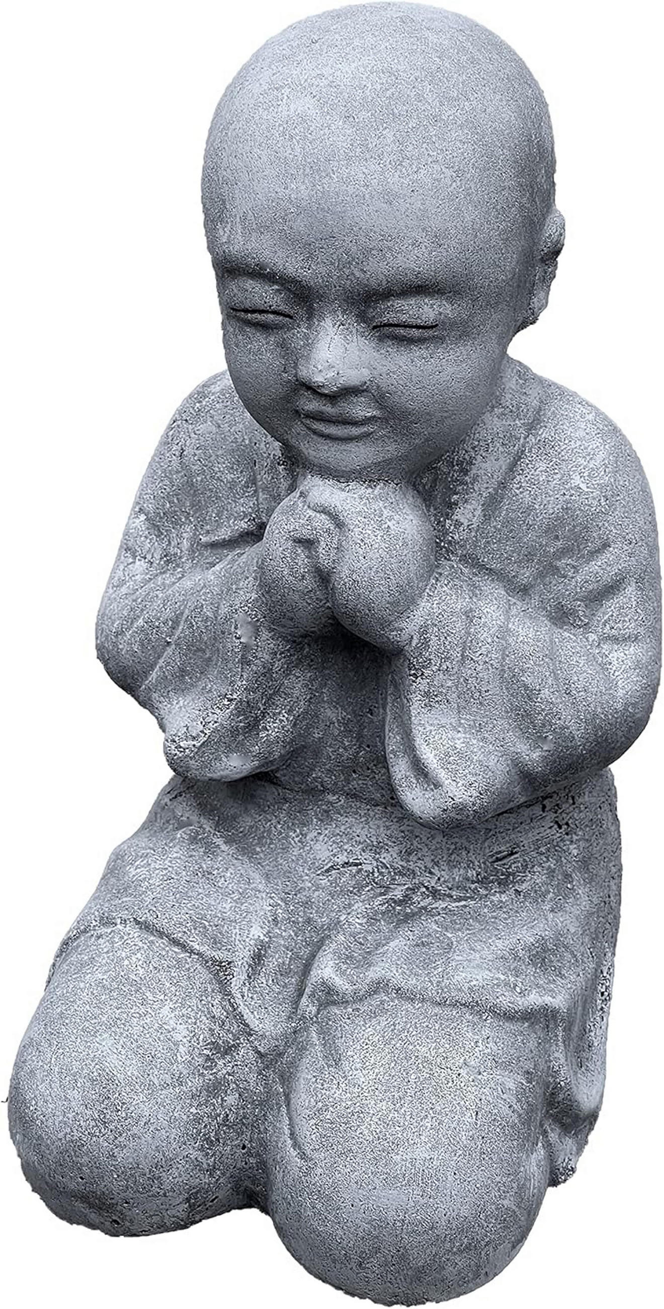 STEINFIGUR Buddha Mönch kniend frostfest Steinguss - Grau, Stein (16/38/23cm) - stoneandstyle