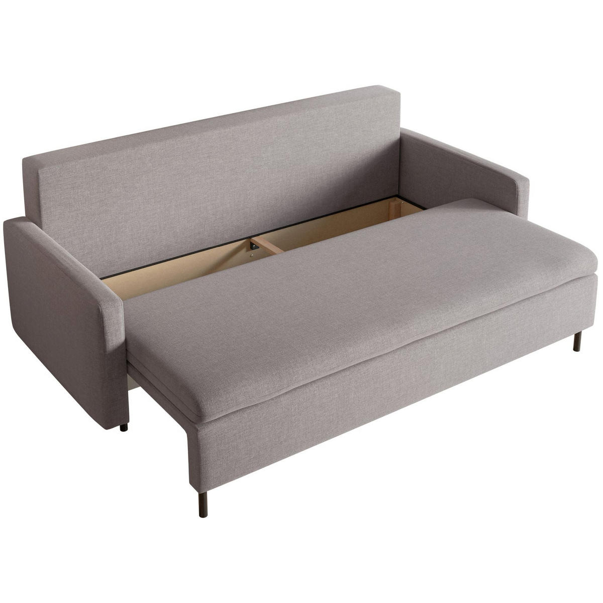 3-SITZER SOFA Umpro Chenille Graubraun - Graubraun/Schwarz, Textil/Metall (220/96/95cm) - Selsey