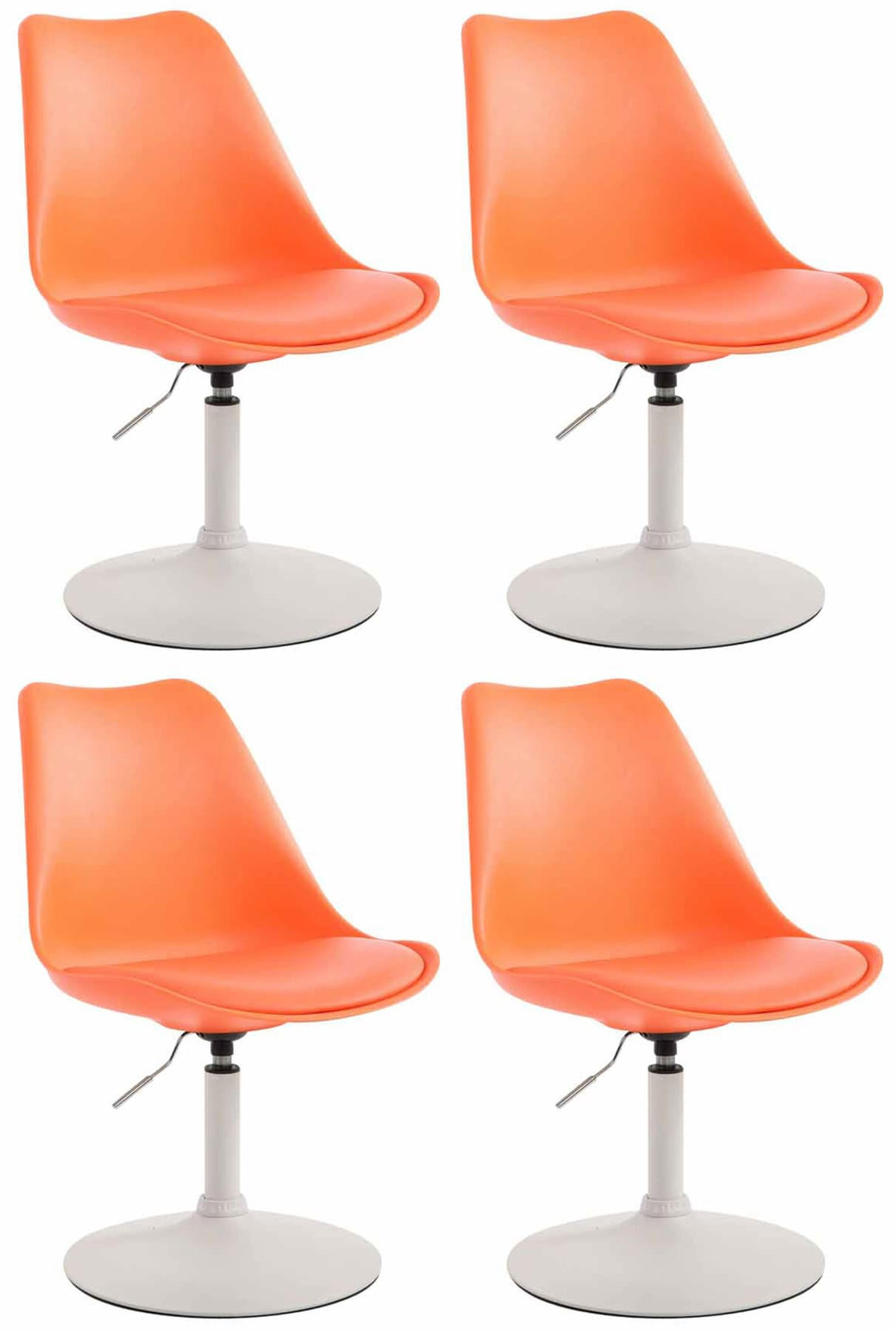 DREHSTUHL 4er Set Kunststoff orange - Weiß/Orange, Kunststoff/Metall (48/76/57cm) - CLP
