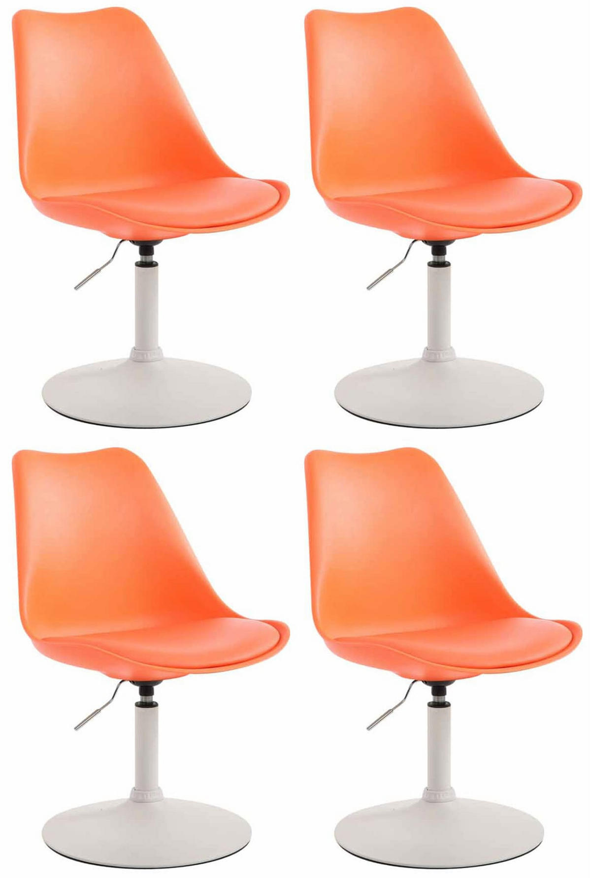 DREHSTUHL 4er Set Kunststoff orange - Weiß/Orange, Kunststoff/Metall (48/76/57cm) - CLP