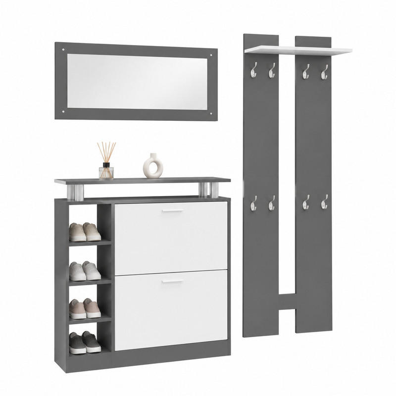 Beauniv Garderobenset Grau 25x96.5x80 cm