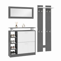 GARDEROBENSET mit Spiegel 80 x 25 x 96,5 cm Grau 4-tlg. - Grau, Holz (25/96.5/80cm) - Beauniv