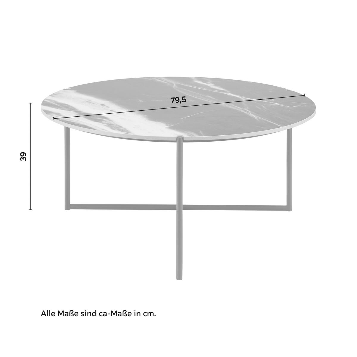 COUCHTISCH Nila Schwarz/Weiß Metall/Marmor rund - Schwarz, Metall (79.5/79.5/39cm) - Bessagi Home
