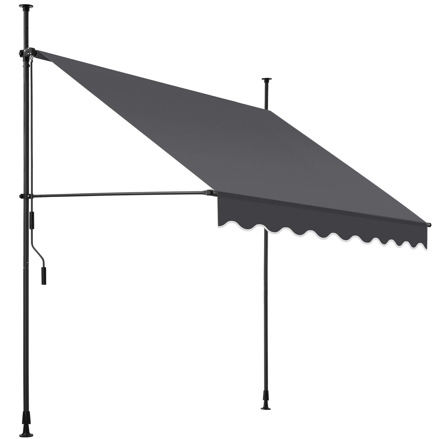 KLEMMMARKISE ,einfache Montage,schwarz/grau - Schwarz/Grau, Kunststoff (200/304/180cm) - tectake