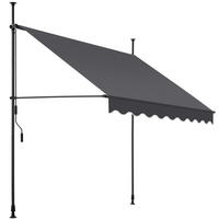 KLEMMMARKISE ,einfache Montage,schwarz/grau - Schwarz/Grau, Kunststoff (200/304/180cm) - tectake