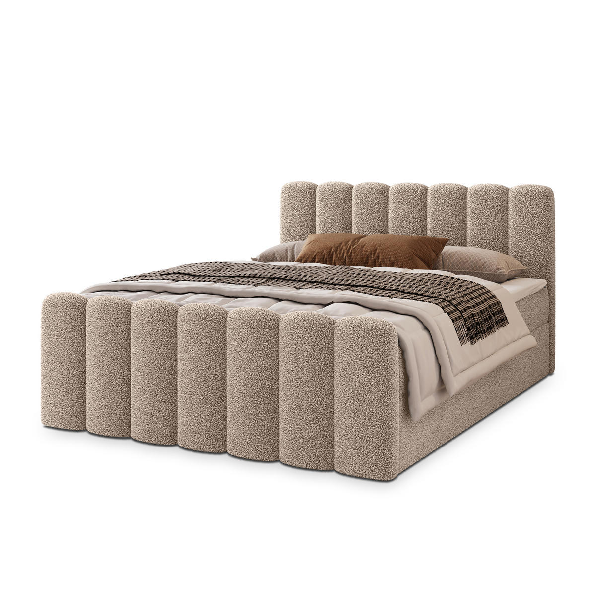 POSTEL BOXSPRING CELLA 160x200 cm, s matrací a úložným prostorem, béžová - béžová, kompozitní dřevo/textil (160/200cm) - MASSENO