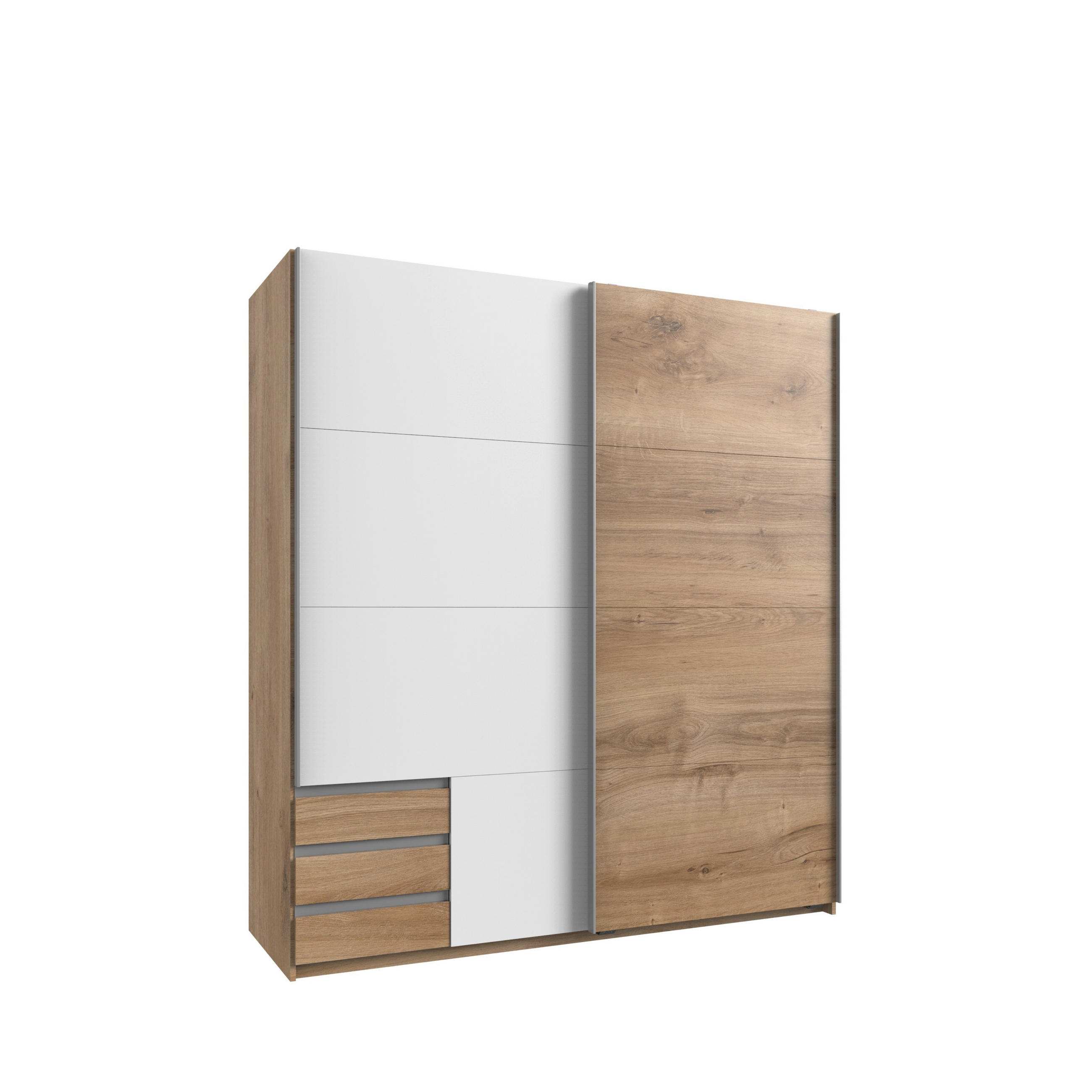 luma-home Schwebetürenschrank Eiche, Weiß 179x198x65 cm