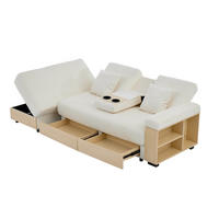 SCHLAFSOFA Beige mit Chenille-Bezug, dreistufig verstellbarer Rückenlehne und vielfältigem Stauraum 217 × 110 × 90 cm - Beige, Textil (217/90/110cm) - Luhomfu