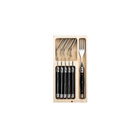 GABEL-SET Premium Line 6-tlg. 22 cm, Edelstahll schwarz - Schwarz, Metall - Laguiole Style de Vie