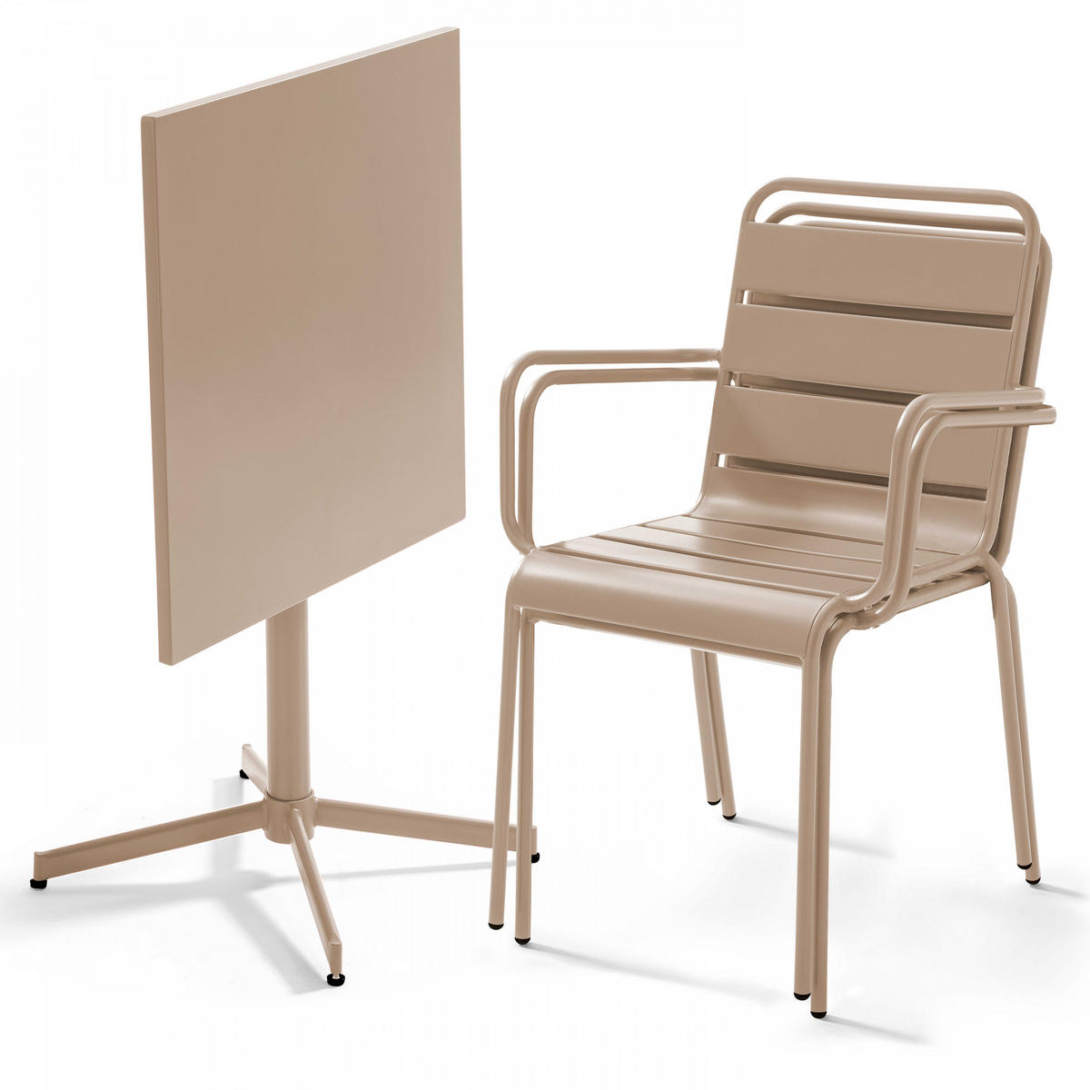 GARTENSET 3-tlg., Taupe - Taupe, Metall - Oviala