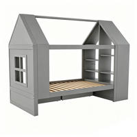 HAUSBETT 90/200 cm DE-32648 mit LED und Stauraum Grau - Grau, Holz (90/200cm) - ComfortXL
