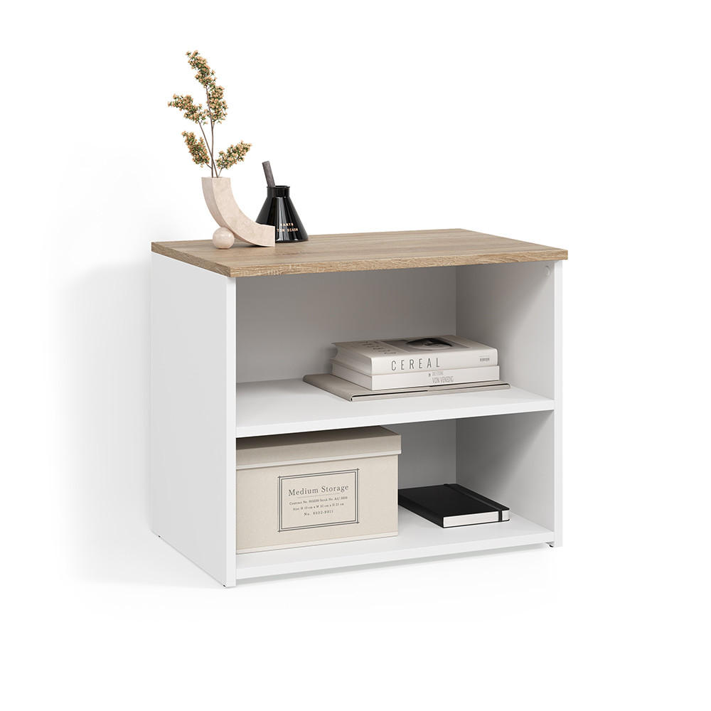 Livinity® NÍZKÝ NÁBYTEK POD TELEVIZI Piave Bílá/Sonoma 60 x 50 cm se 2 přihrádkami