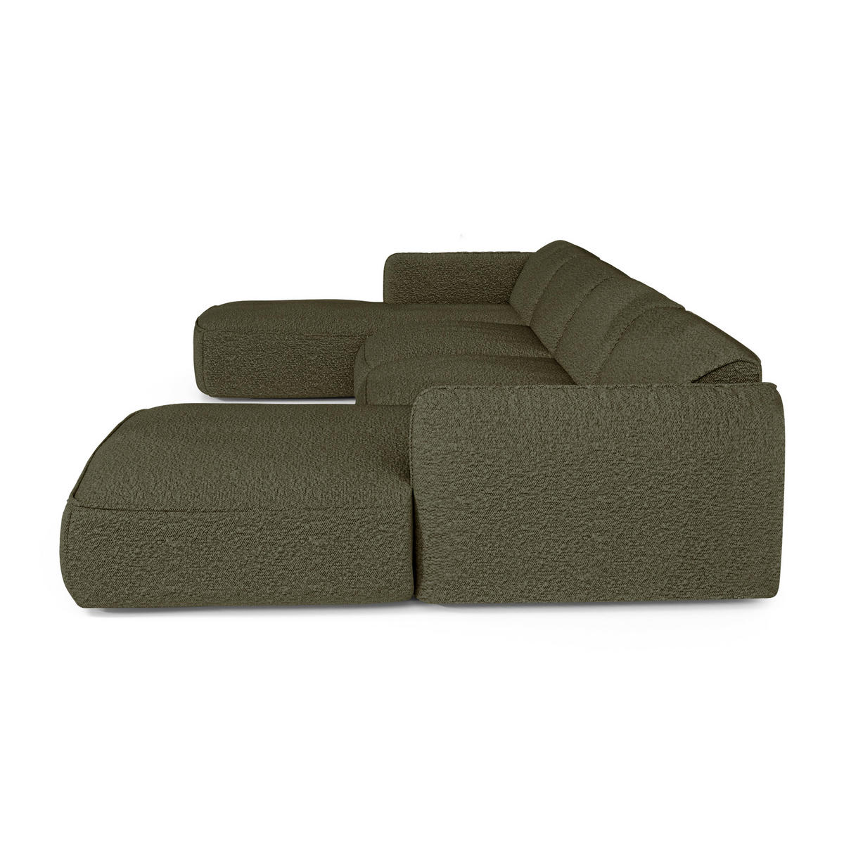 WOHNLANDSCHAFT Bouclé-Stoff Olivgrün 346cm - Olivgrün, Textil (346/76/166cm) - Sia Home
