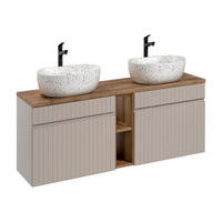 BADMÖBEL-SET 6 Teile - Iconic Cashmere I BM38 in Kaschmir Matt/ Evoke Eiche - Kaschmir/Eiche Artisan, Holz (180/46/46cm)