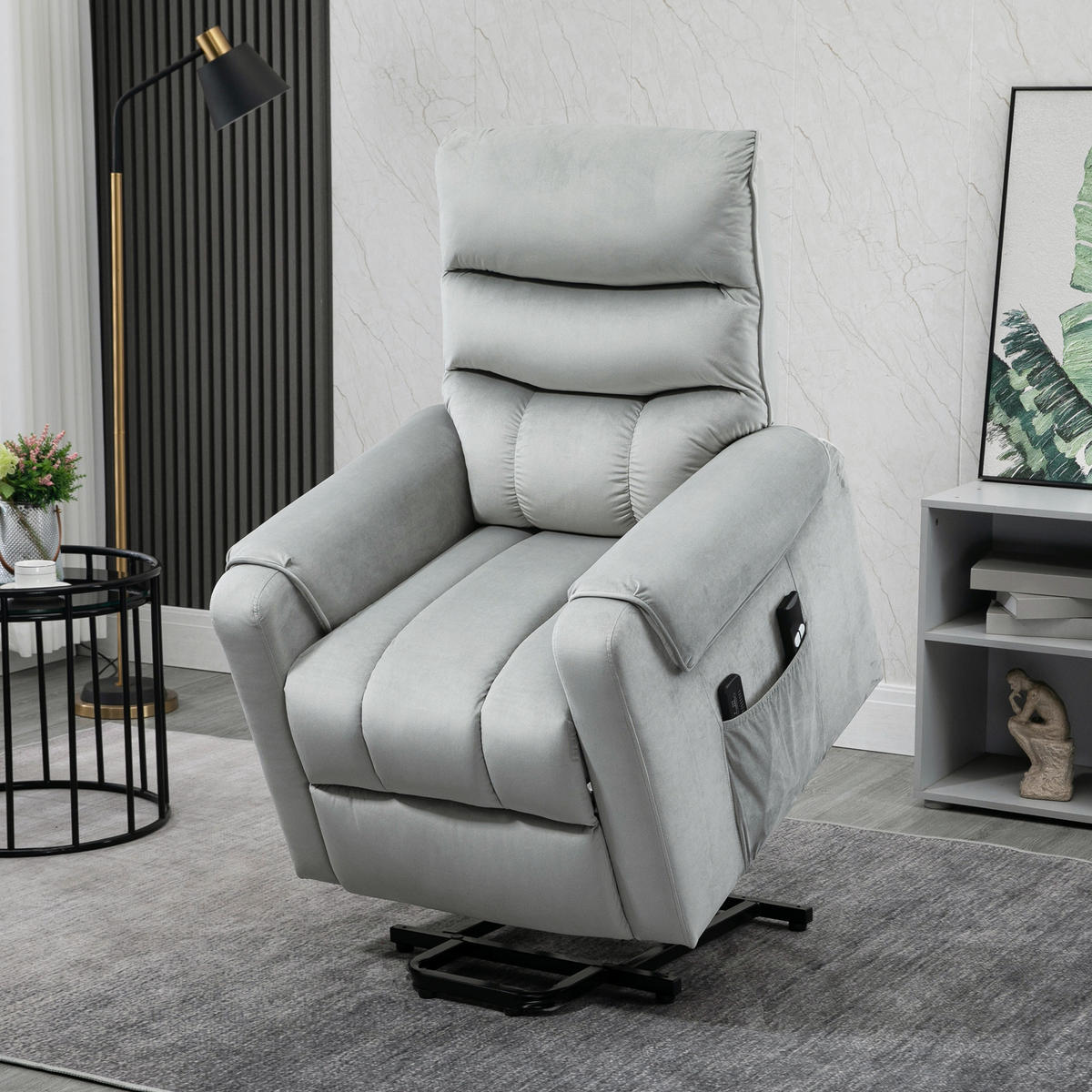 SESSEL mit Aufstehhilfe, Hellgrau - Hellgrau, Kunststoff (97/103/79cm) - HOMCOM
