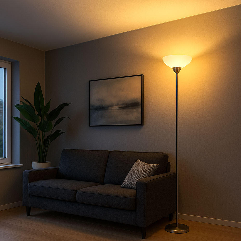 LED STEHLEUCHTE Metall Glas Opal Silber - Silberfarben, Glas (28/28/180cm) - Globo Lighting