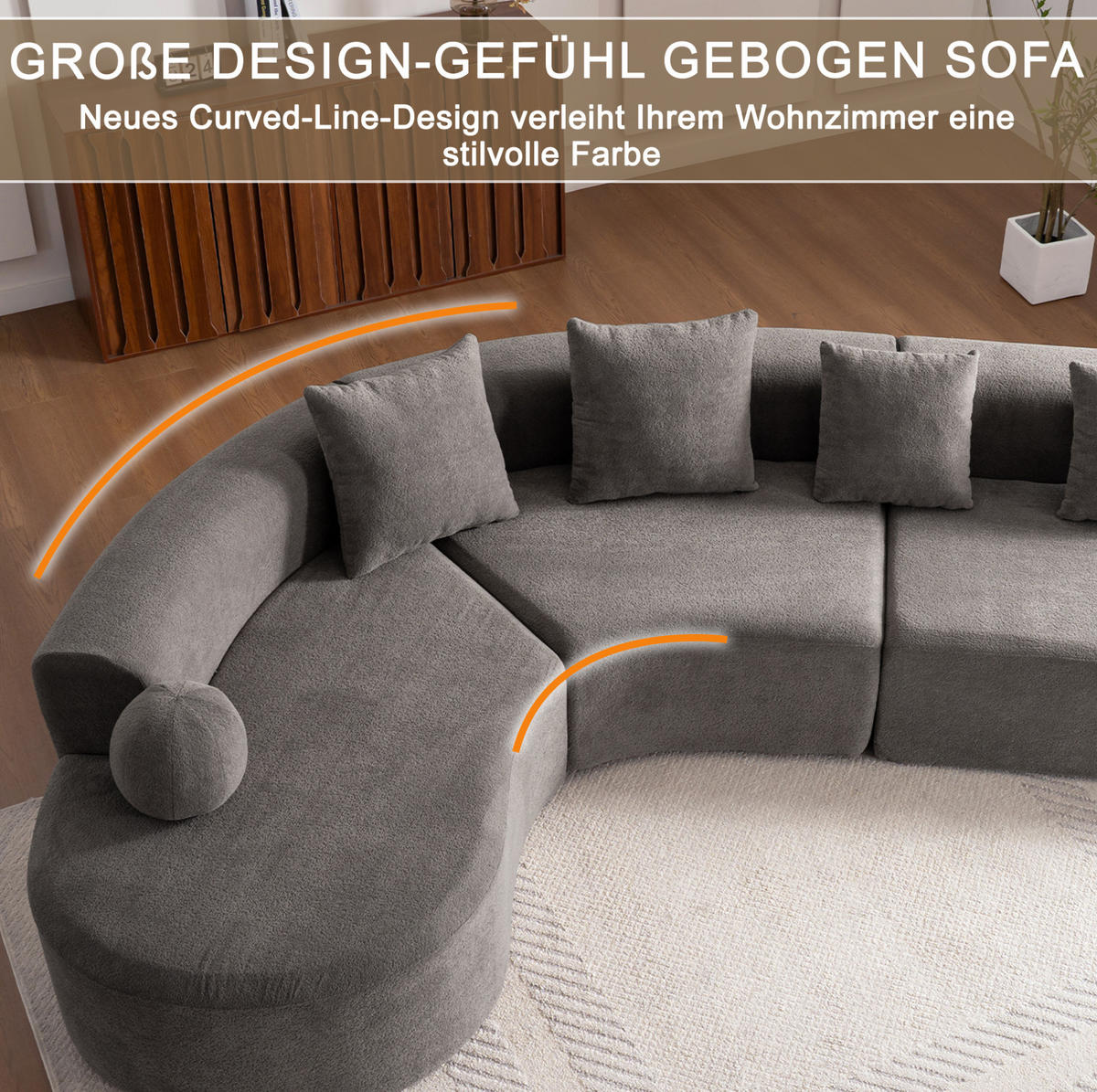 ECKSOFA 327/215/80 cm aus Chenille mit L-Form und montagefreiem Aufbau Grau - Grau, Textil (215/327cm) - Modenvie