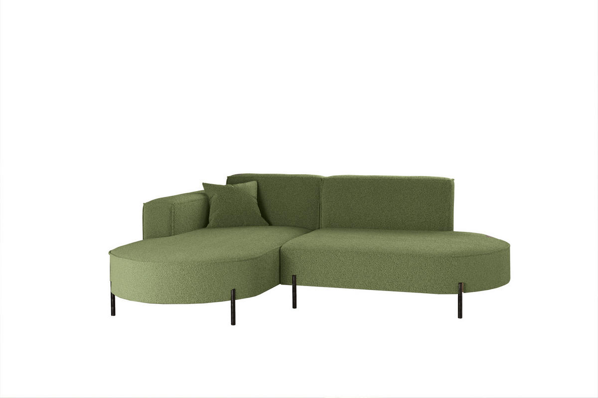 ECKSOFA L-Form Designer Modena Rein Stoff Quelle Olive Links - Olivgrün, Holz/Textil (165/236cm) - Kaiser Möbel