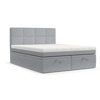 BOXBETT Tessa 140/200 cm Grau im Riva Stoff - Schwarz/Grau, Holz/Holzwerkstoff (140/200cm) - AltaBeds
