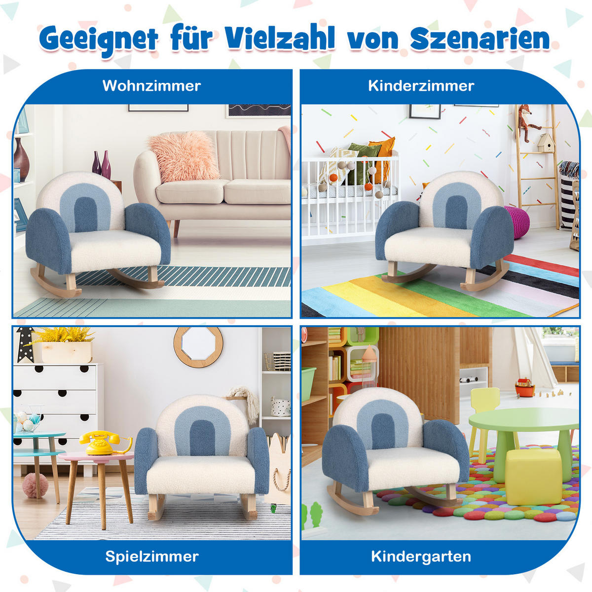 KINDERSOFA 51cm Blau - Blau, Textil (49/51/51cm) - COSTWAY