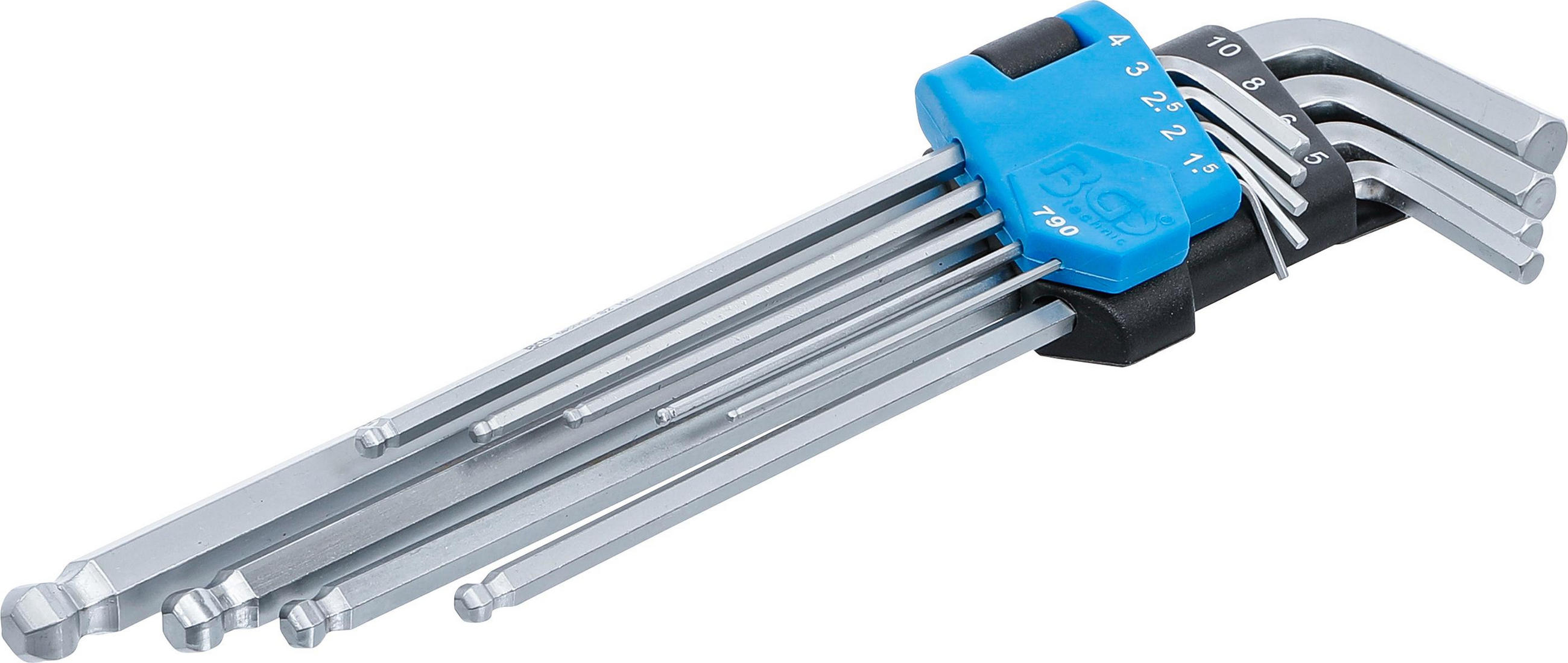 WINKELSCHLÜSSEL-SATZ | EXTRA LANG | INNENSECHSKANT / INNENSECHSKANT - Multicolor, Kunststoff/Metall (1/1cm) - BGS technic