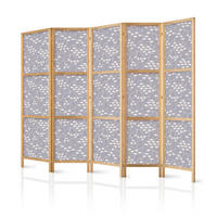 PARAVENT Japanischer 5-tlg 225x172 cm Fischschwarm - Grau, Holz/Textil (225/172/3cm) - Muralo