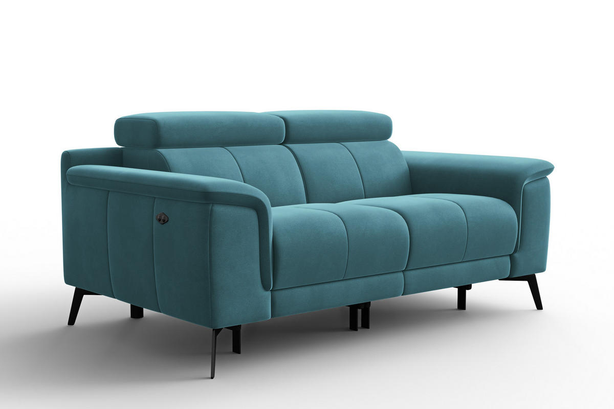 SOFA RELAX FIERO 2-Sitzer, Minter Veloursstoff - Schwarz/Mintgrün, Holz/Textil (170/82/103cm) - Courtois Laville
