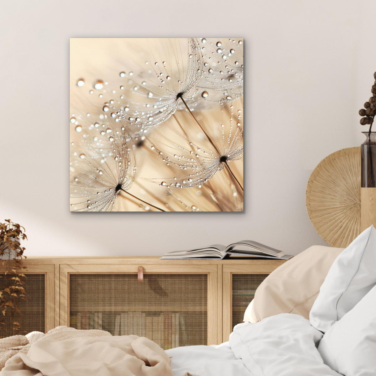 KOVOVÝ OBRAZ Púpava - Abstraktné - Príroda - Béžová 50x50 cm - hnedá, kov (50/50cm) - MuchoWow