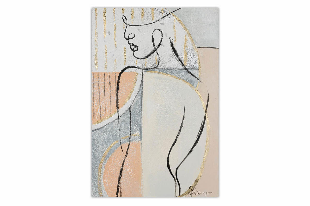 ACRYLBILD HANDGEMALT 50/75 cm - Beige/Schwarz, Holz/Textil (1/75cm) - KUNSTLOFT