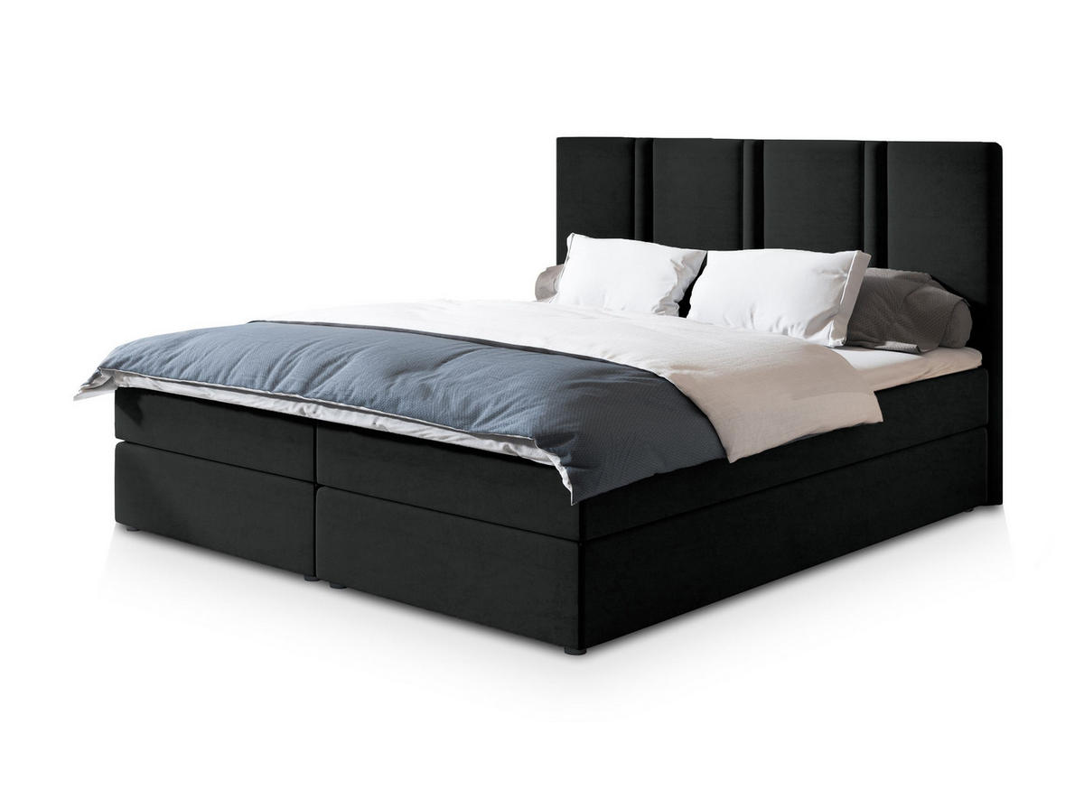 POSTEL BOXSPRING LARIO 160x200 cm, s matrací a úložným prostorem, černá - černá, kompozitní dřevo/textil (160/200cm) - MASSENO