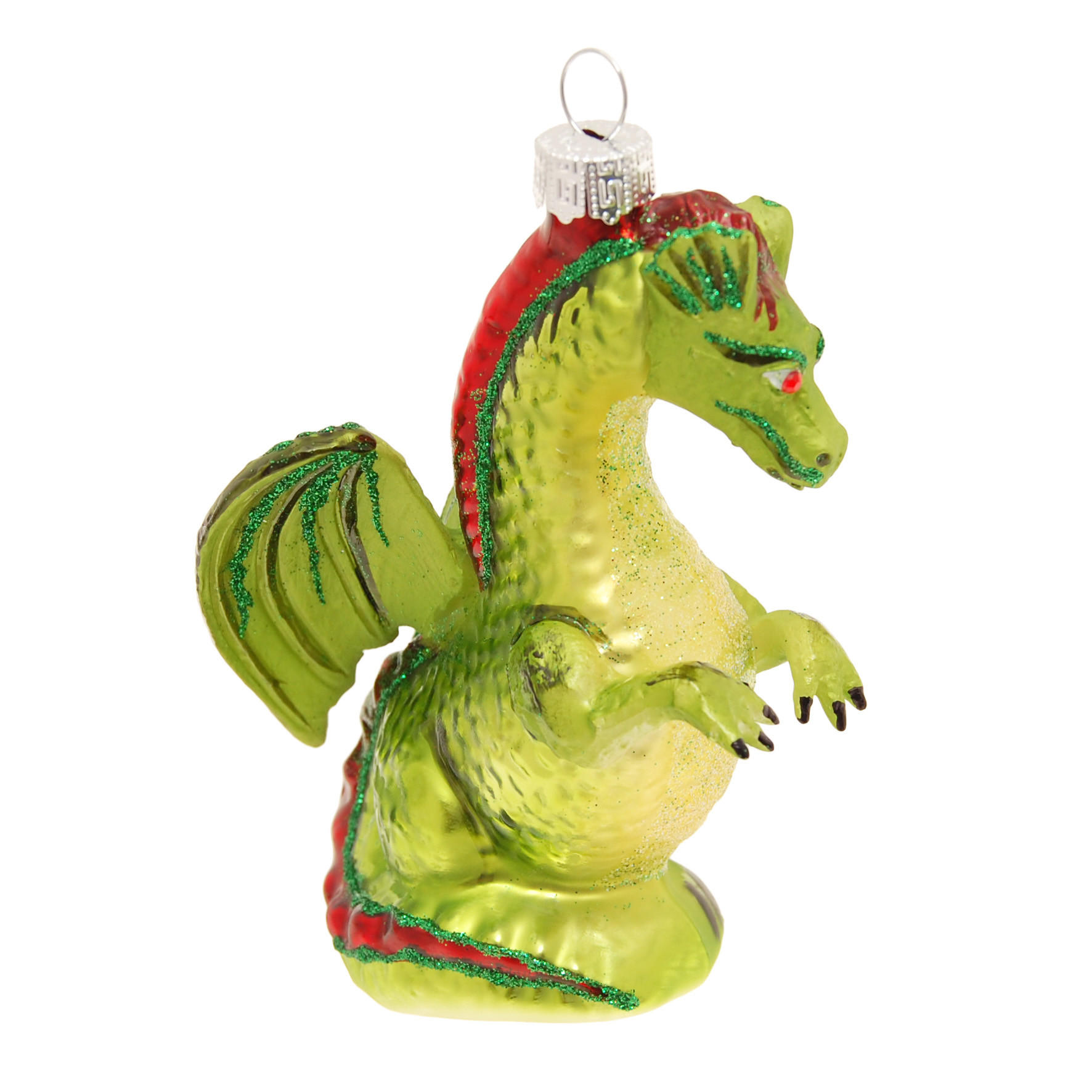 Krebs Glas Lauscha Christbaumschmuck Grün 6x12x8 cm