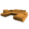 WOHNLANDSCHAFT SIENA L-S Gelb Velours-Stoff mit Schlaffunktion - Gelb, Holz (335/89/190cm) - MASSENO