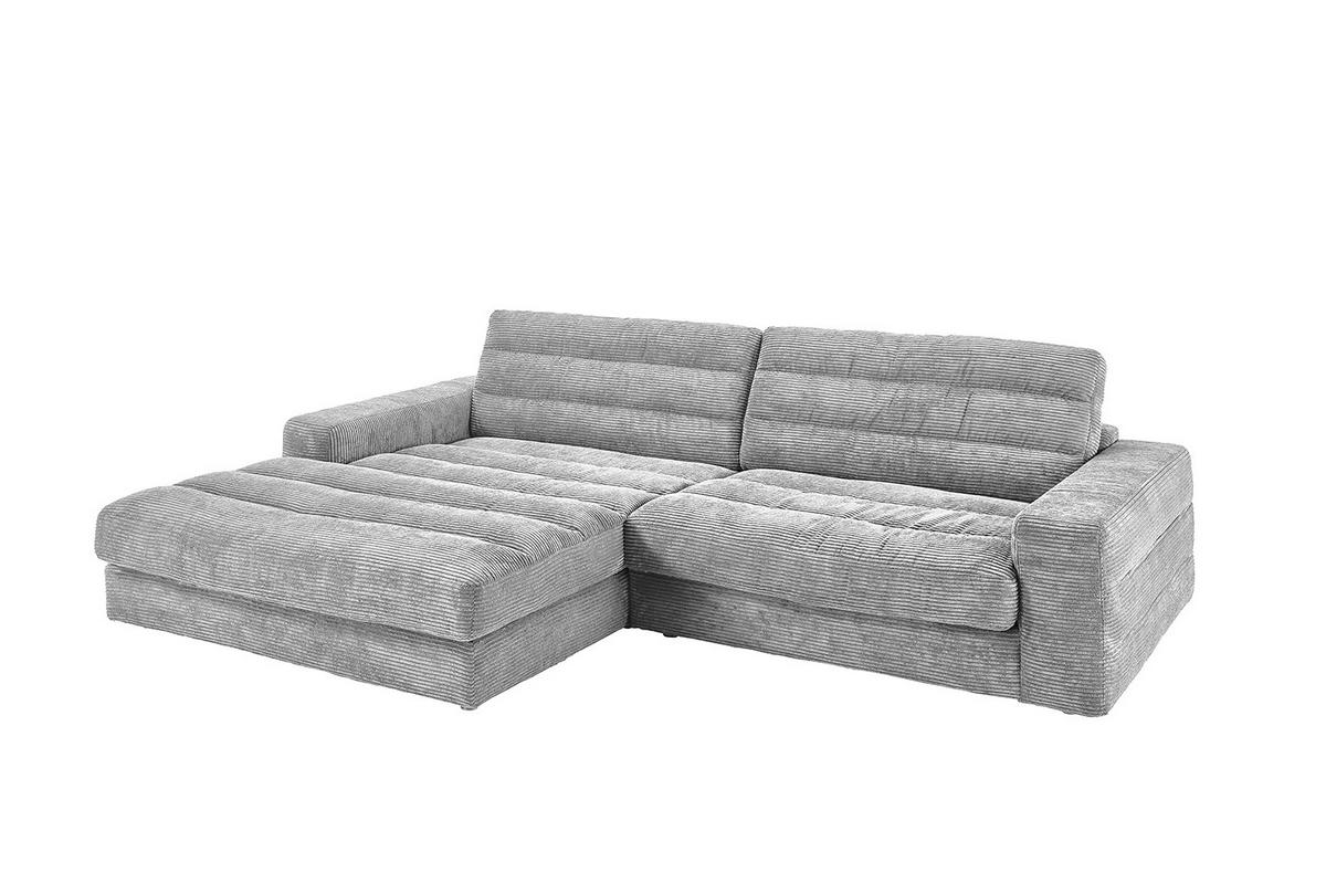 ECKSOFA LANA SOFA Hellgrau Cord - Hellgrau/Schwarz, Textil (296/205cm) - KAWOLA