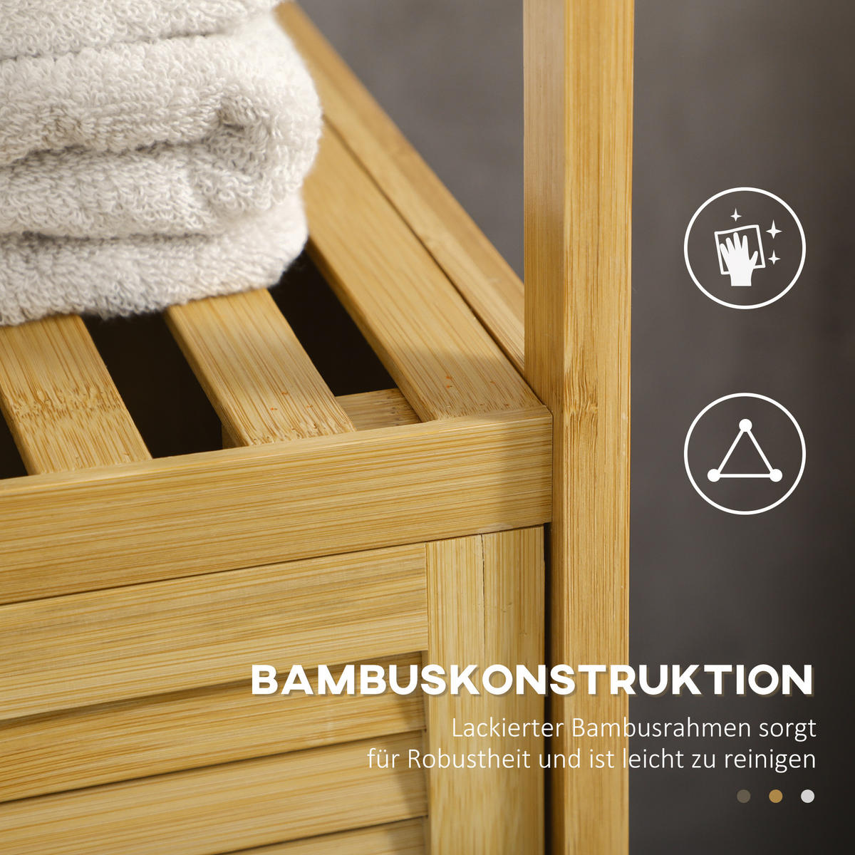 BADEZIMMERSCHRANK - Naturfarben, Holzwerkstoff (36.5/67/33cm) - Kleankin