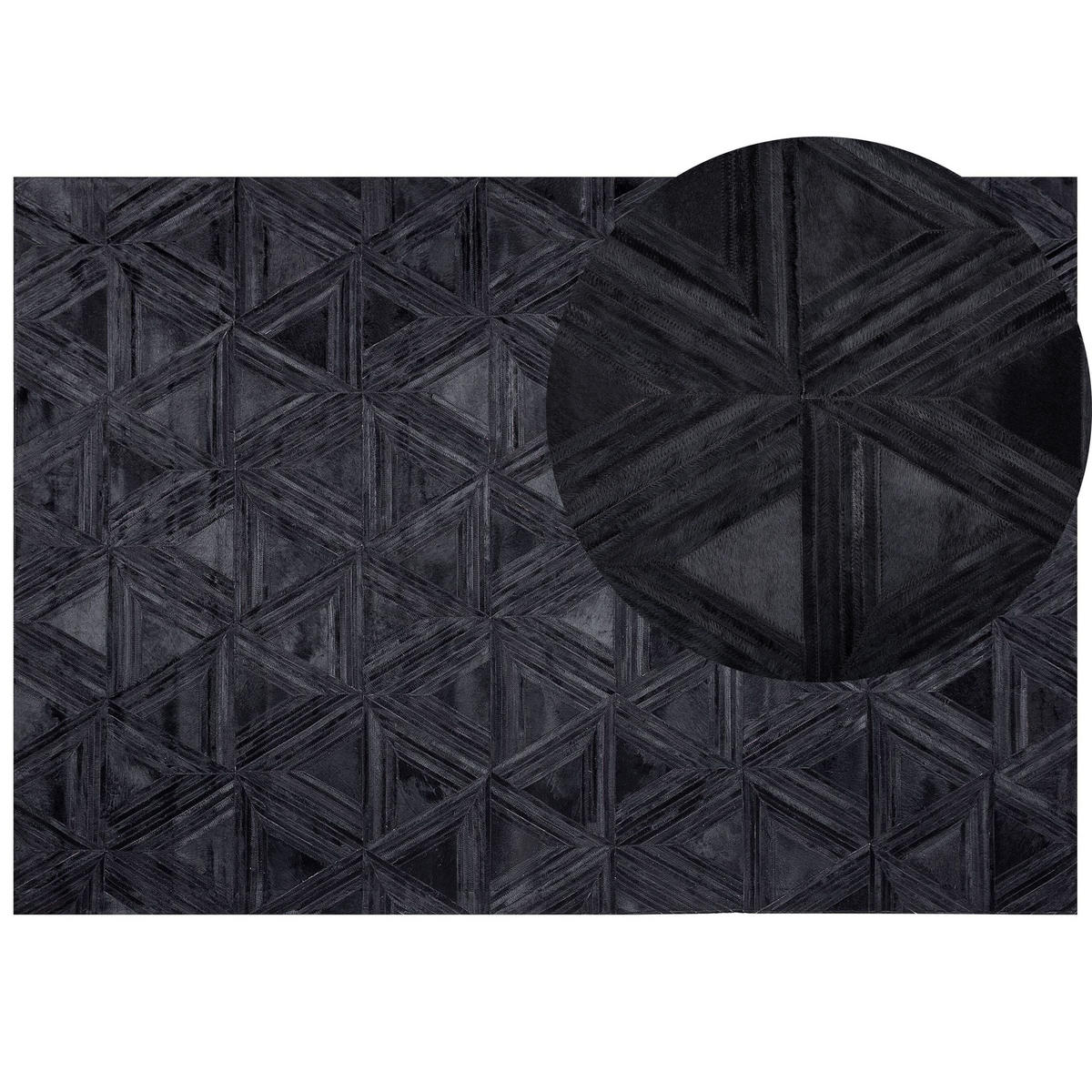 KURZFLOR-TEPPICH Kasar 230/160 cm - Schwarz, Fell (160/230cm) - Beliani