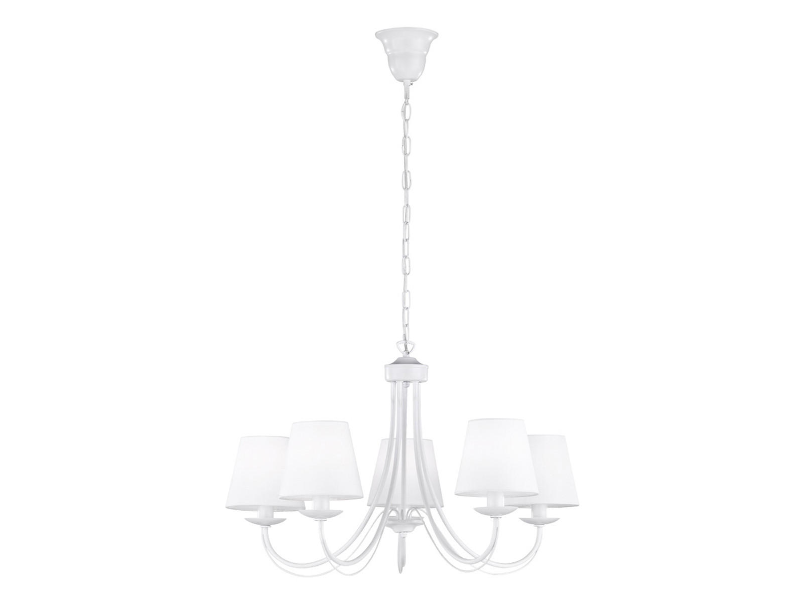 LED-KRONLEUCHTER Ø70cm, Lampenschirme Stoff Weiß - Weiß, Textil/Metall (70/70/150cm) - meineWunschleuchte