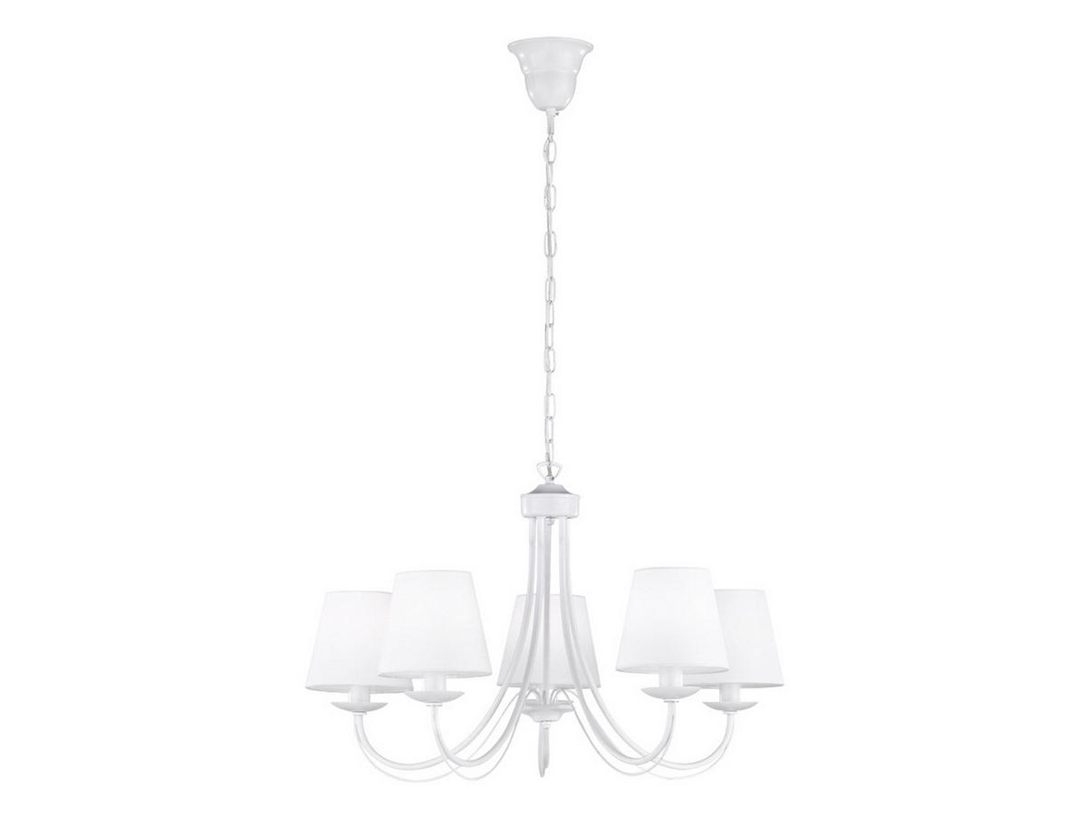 LED-KRONLEUCHTER Ø70cm, Lampenschirme Stoff Weiß - Weiß, Textil/Metall (70/70/150cm) - meineWunschleuchte