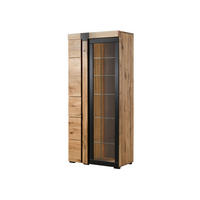 VITRINE Wildeiche 80x45x180 natur geölt ROTTERDAM #111 - Braun, Holz (80/180/45cm) - Massivmoebel24